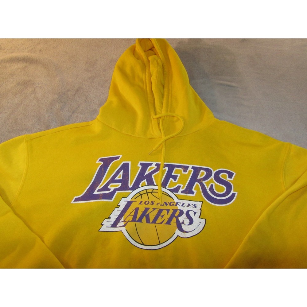 NBA Los Angeles Lakers Pullover Hoodie Yellow‎ Purple Graphic Mens XL